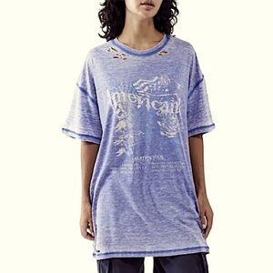 BDG Urban Outfitters Oversized Distressed Tshirt Blue